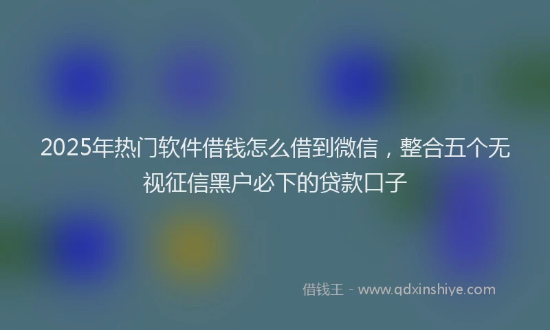 2025年热门软件借钱怎么借到微信，整合五个无视征信黑户必下的贷款口子