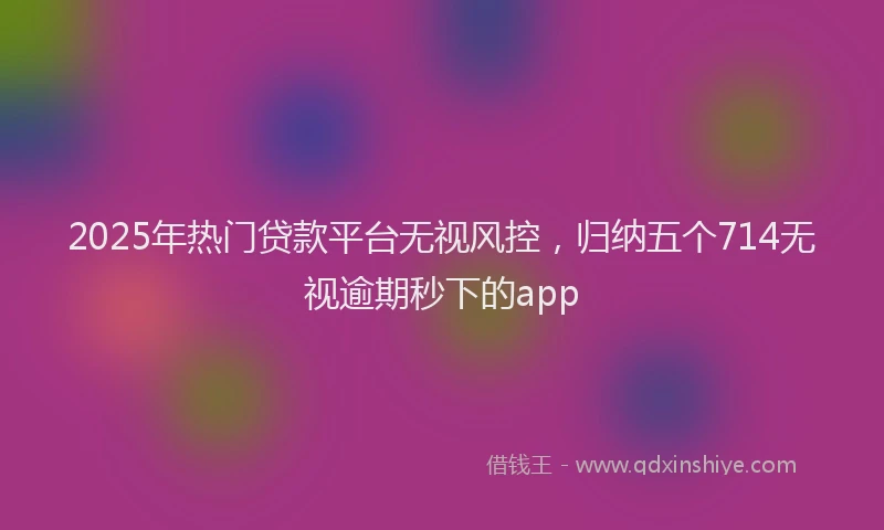 2025年热门贷款平台无视风控,归纳五个714无视逾期秒下的app