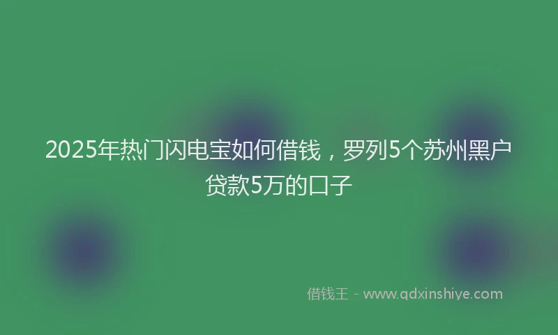 2025年热门闪电宝如何借钱,罗列5个苏州黑户贷款5万的口子