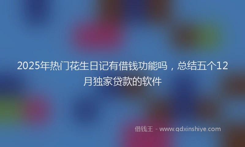 2025年热门花生日记有借钱功能吗，总结五个12月独家贷款的软件