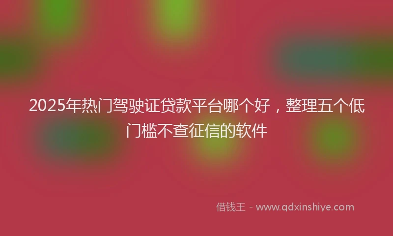 2025年热门驾驶证贷款平台哪个好,整理五个低门槛不查征信的软件