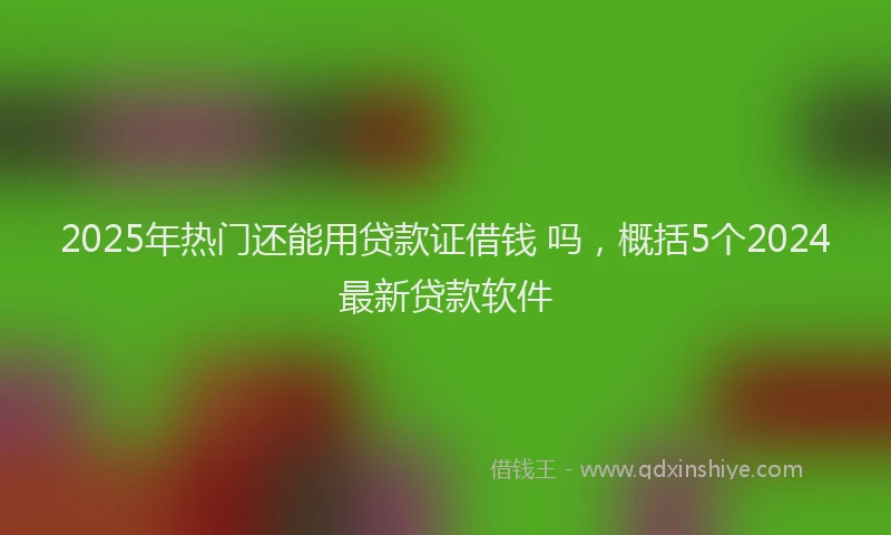 2025年热门还能用贷款证借钱 吗,概括5个2024最新贷款软件