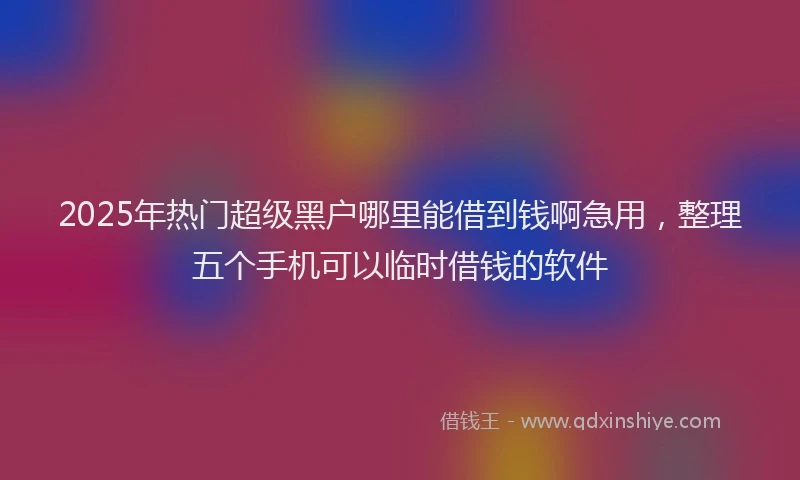 2025年热门超级黑户哪里能借到钱啊急用，整理五个手机可以临时借钱的软件