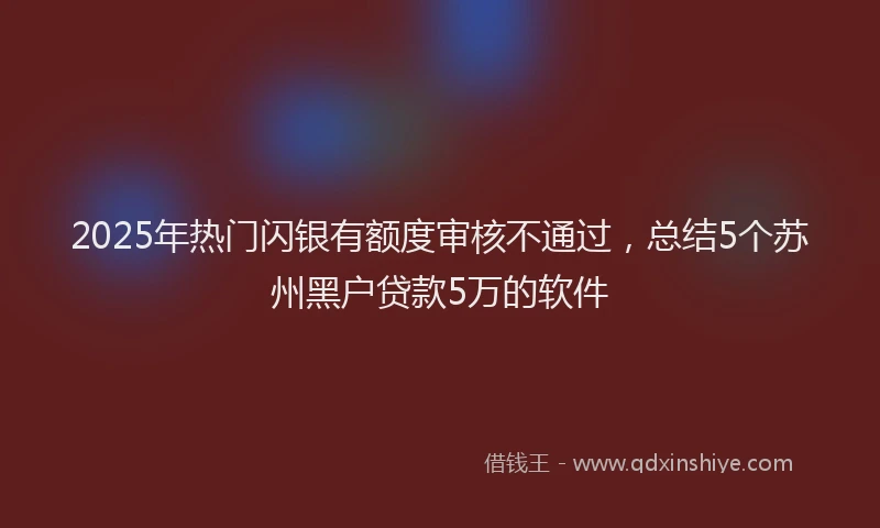 2025年热门闪银有额度审核不通过，总结5个苏州黑户贷款5万的软件