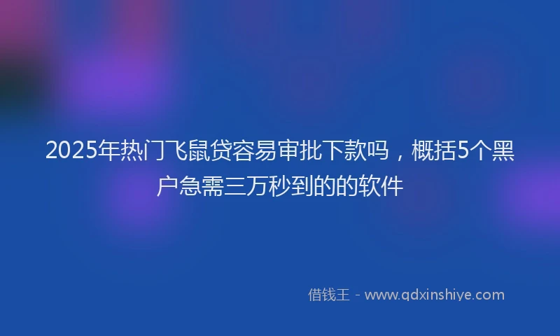 2025年热门飞鼠贷容易审批下款吗，概括5个黑户急需三万秒到的的软件