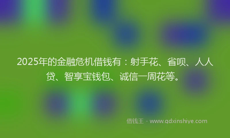 2025年的金融危机借钱有:射手花、省呗、人人贷、智享宝钱包、诚信一周花等。