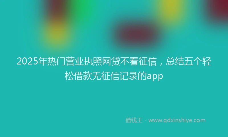 2025年热门营业执照网贷不看征信，总结五个轻松借款无征信记录的app