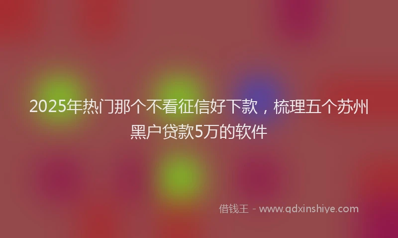 2025年热门那个不看征信好下款,梳理五个苏州黑户贷款5万的软件