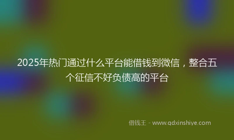 2025年热门通过什么平台能借钱到微信，整合五个征信不好负债高的平台