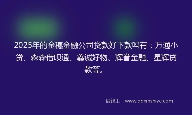 2025年的金穗金融公司贷款好下款吗有：万通小贷、森森借呗通、鑫诚好物、辉誉金融、星辉贷款等。