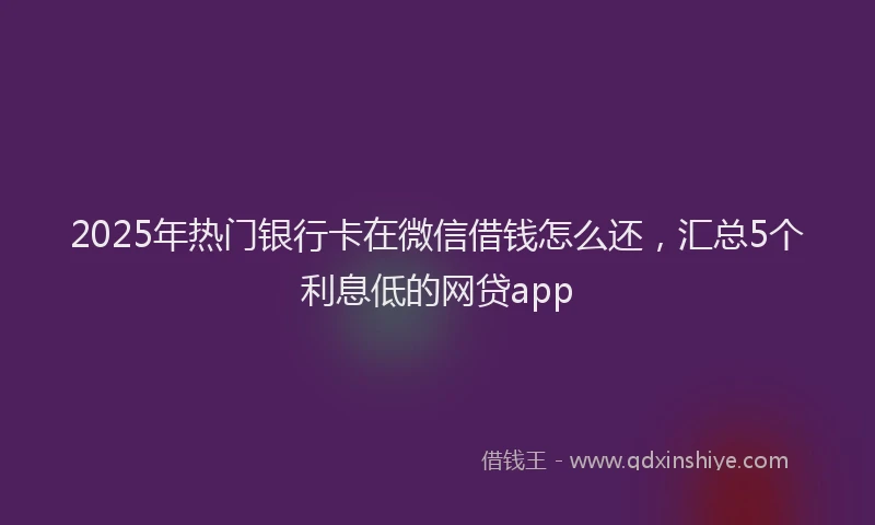 2025年热门银行卡在微信借钱怎么还,汇总5个利息低的网贷app