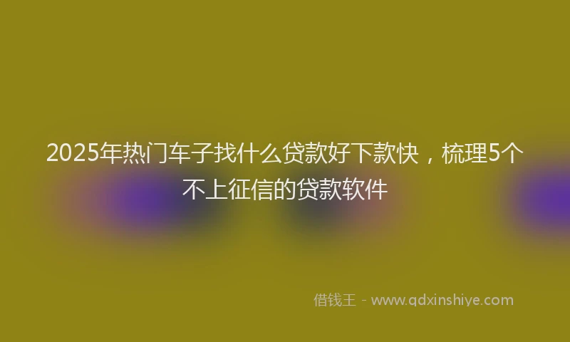 2025年热门车子找什么贷款好下款快,梳理5个不上征信的贷款软件