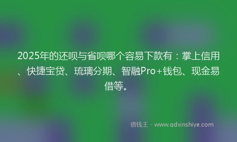 2025年的还呗与省呗哪个容易下款有：掌上信用、快捷宝贷、琉璃分期、智融Pro+钱包、现金易借等。