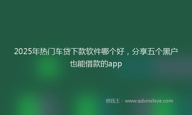 2025年热门车贷下款软件哪个好,分享五个黑户也能借款的app