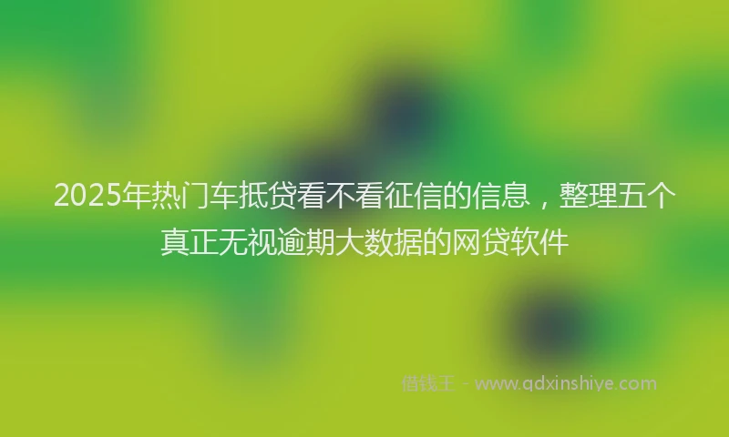 2025年热门车抵贷看不看征信的信息，整理五个真正无视逾期大数据的网贷软件
