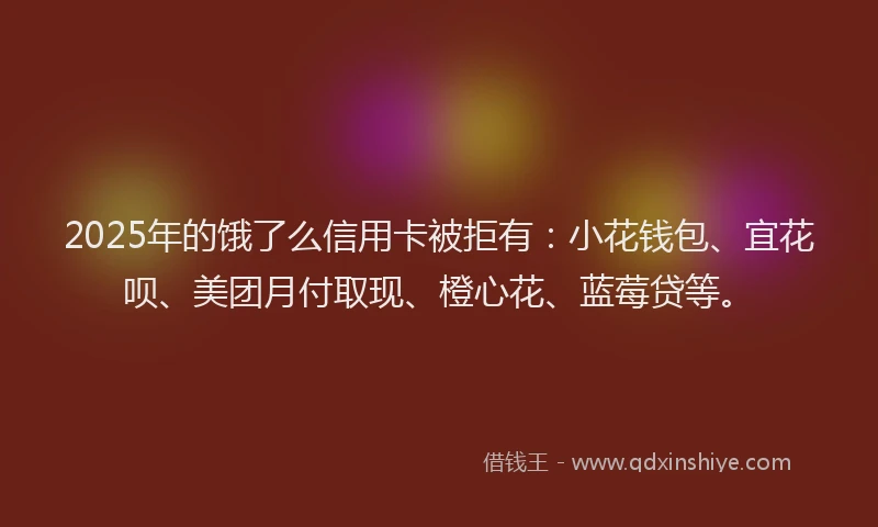 2025年的饿了么信用卡被拒有:小花钱包、宜花呗、美团月付取现、橙心花、蓝莓贷等。