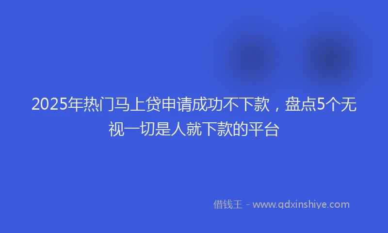 2025年热门马上贷申请成功不下款,盘点5个无视一切是人就下款的平台