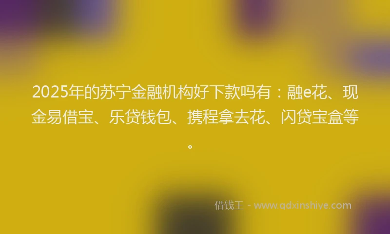 2025年的苏宁金融机构好下款吗有：融e花、现金易借宝、乐贷钱包、携程拿去花、闪贷宝盒等。