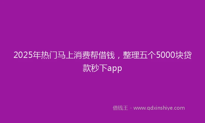 2025年热门马上消费帮借钱,整理五个5000块贷款秒下app