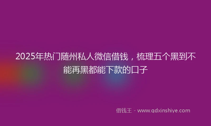 2025年热门随州私人微信借钱，梳理五个黑到不能再黑都能下款的口子