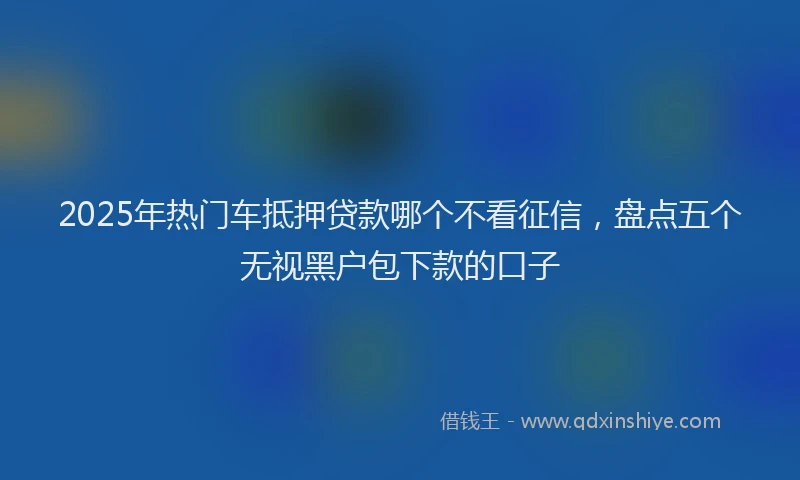 2025年热门车抵押贷款哪个不看征信，盘点五个无视黑户包下款的口子