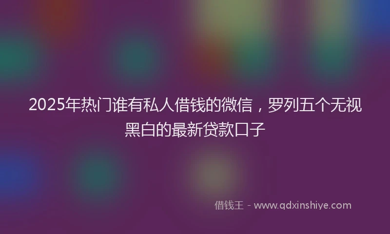 2025年热门谁有私人借钱的微信，罗列五个无视黑白的最新贷款口子