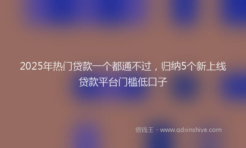 2025年热门贷款一个都通不过，归纳5个新上线贷款平台门槛低口子