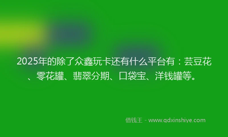 2025年的除了众鑫玩卡还有什么平台有：芸豆花、零花罐、翡翠分期、口袋宝、洋钱罐等。