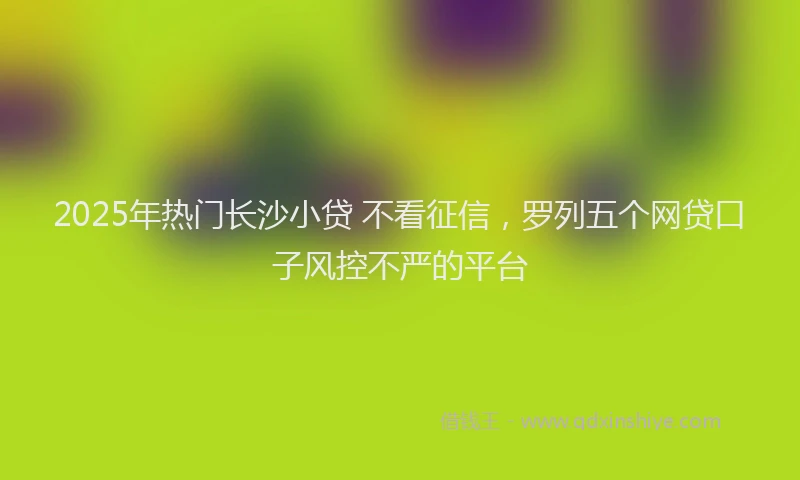 2025年热门长沙小贷 不看征信，罗列五个网贷口子风控不严的平台