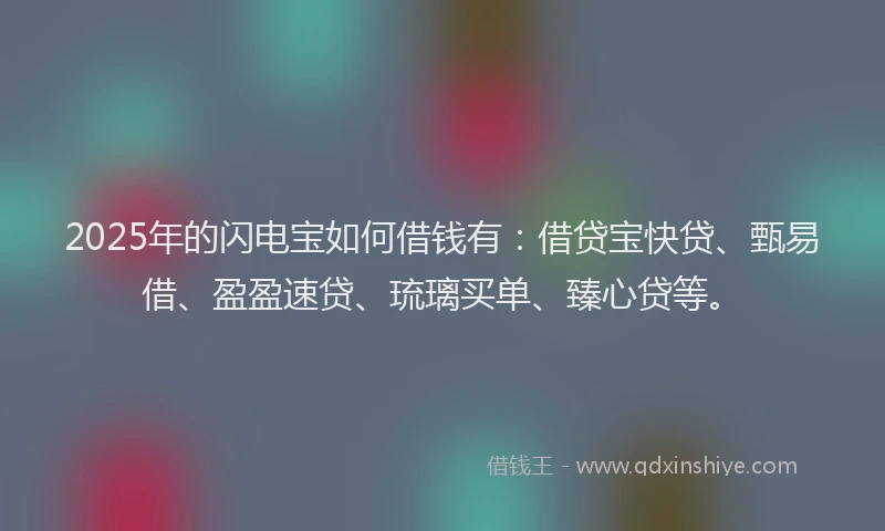 2025年的闪电宝如何借钱有：借贷宝快贷、甄易借、盈盈速贷、琉璃买单、臻心贷等。