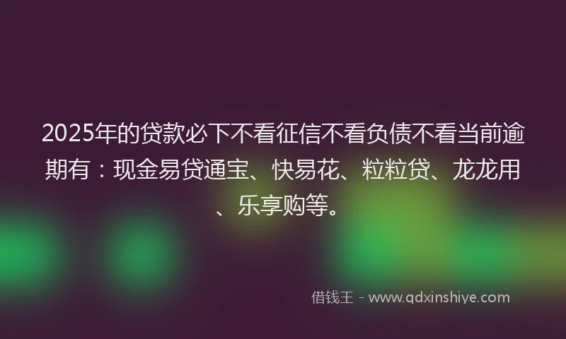 2025年的贷款必下不看征信不看负债不看当前逾期有:现金易贷通宝、快易花、粒粒贷、龙龙用、乐享购等。
