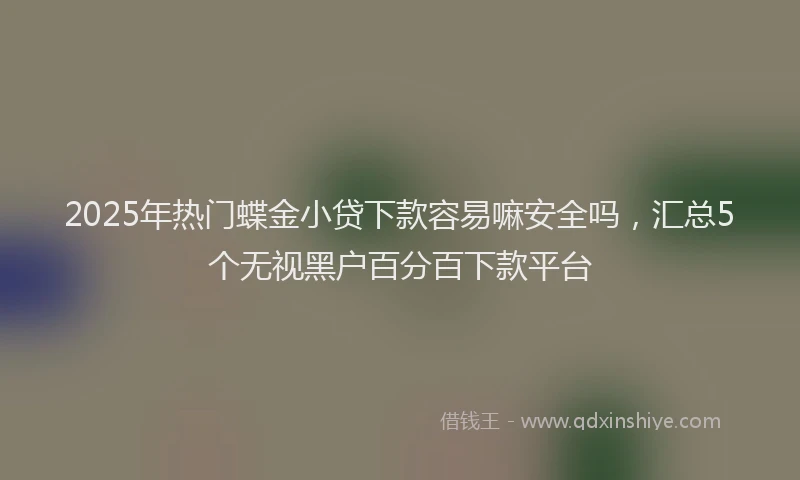 2025年热门蝶金小贷下款容易嘛安全吗，汇总5个无视黑户百分百下款平台
