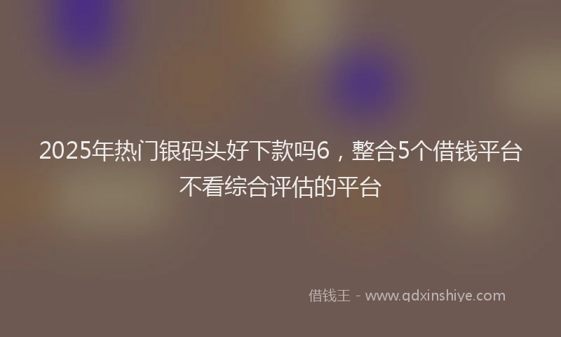 2025年热门银码头好下款吗6，整合5个借钱平台不看综合评估的平台