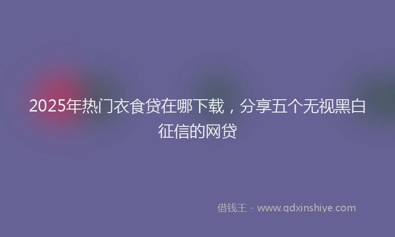 2025年热门衣食贷在哪下载，分享五个无视黑白征信的网贷