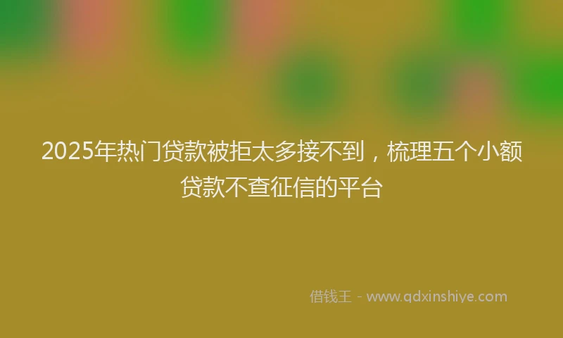 2025年热门贷款被拒太多接不到,梳理五个小额贷款不查征信的平台