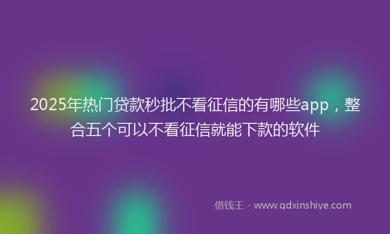2025年热门贷款秒批不看征信的有哪些app,整合五个可以不看征信就能下款的软件