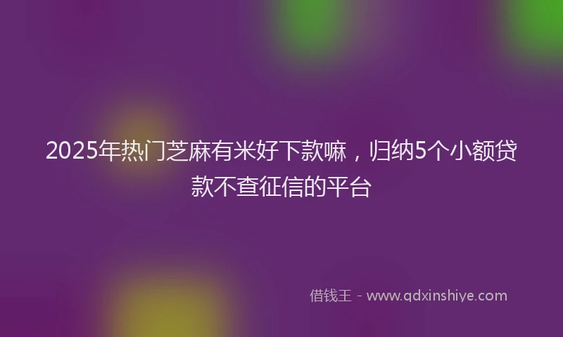 2025年热门芝麻有米好下款嘛，归纳5个小额贷款不查征信的平台