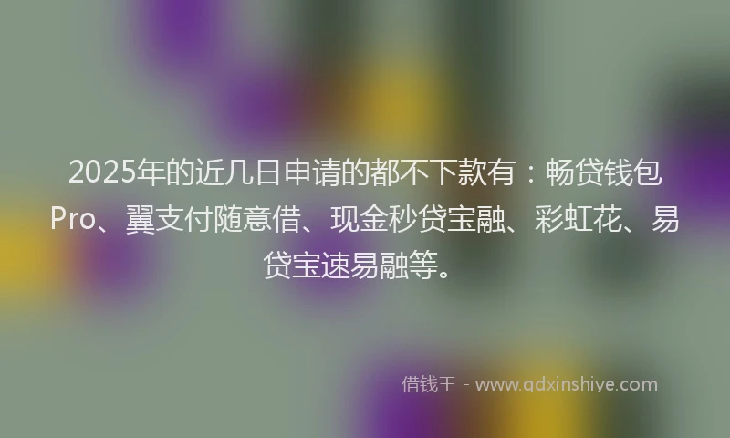 2025年的近几日申请的都不下款有：畅贷钱包Pro、翼支付随意借、现金秒贷宝融、彩虹花、易贷宝速易融等。