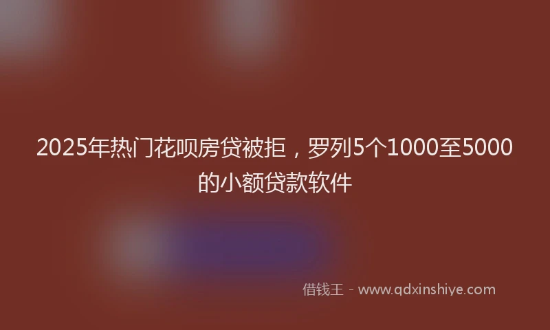 2025年热门花呗房贷被拒，罗列5个1000至5000的小额贷款软件