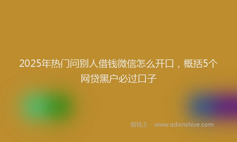 2025年热门问别人借钱微信怎么开口，概括5个网贷黑户必过口子