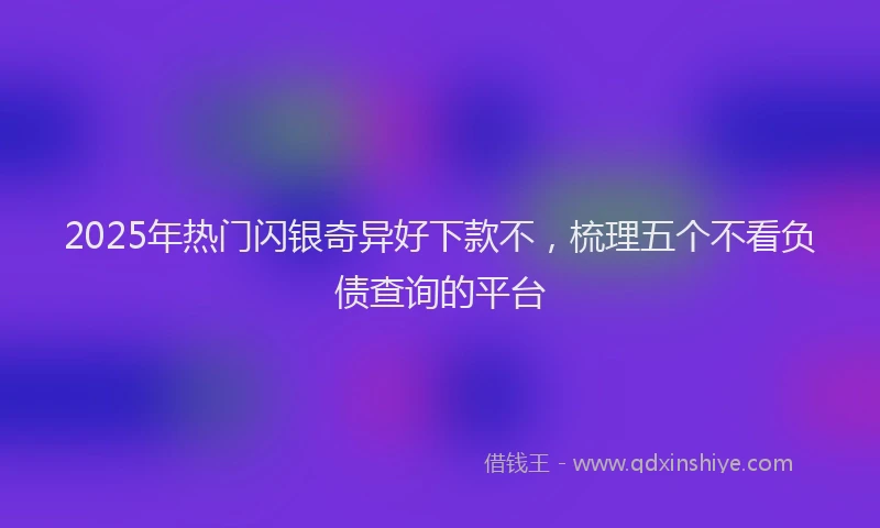 2025年热门闪银奇异好下款不，梳理五个不看负债查询的平台