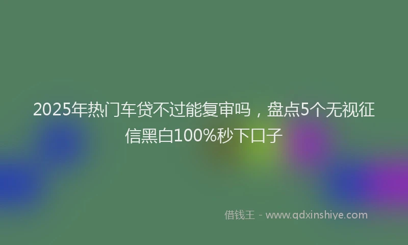 2025年热门车贷不过能复审吗，盘点5个无视征信黑白100%秒下口子