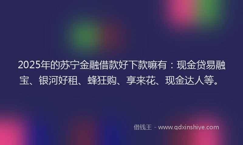 2025年的苏宁金融借款好下款嘛有：现金贷易融宝、银河好租、蜂狂购、享来花、现金达人等。
