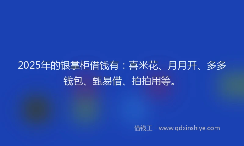 2025年的银掌柜借钱有：喜米花、月月开、多多钱包、甄易借、拍拍用等。
