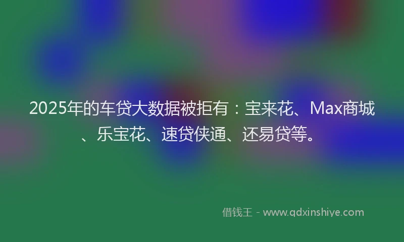 2025年的车贷大数据被拒有：宝来花、Max商城、乐宝花、速贷侠通、还易贷等。