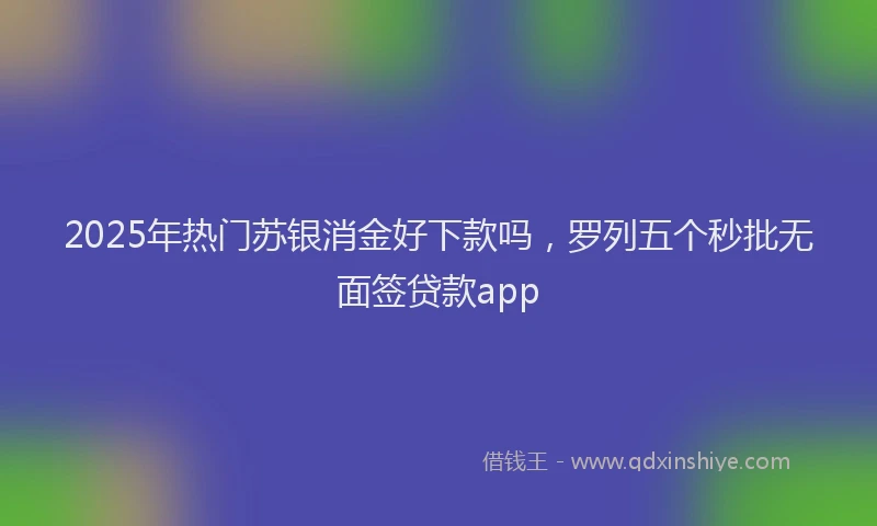 2025年热门苏银消金好下款吗，罗列五个秒批无面签贷款app