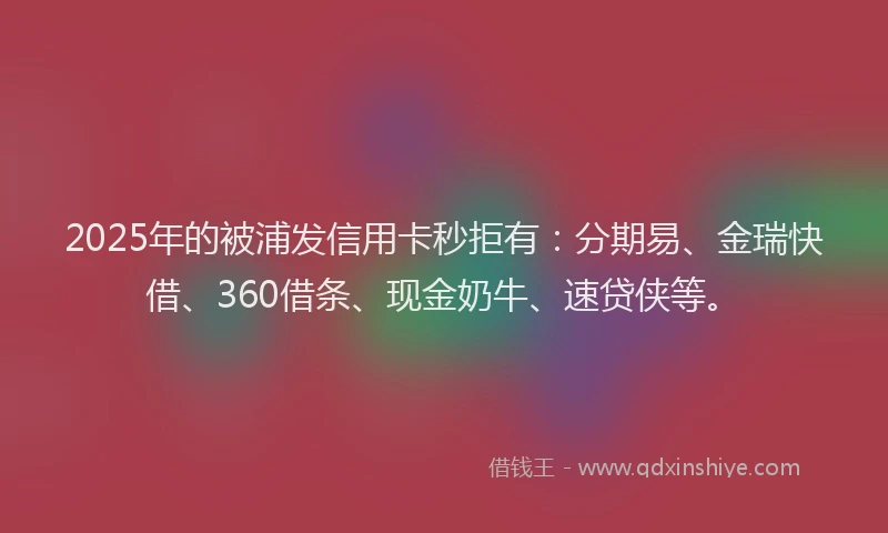 2025年的被浦发信用卡秒拒有：分期易、金瑞快借、360借条、现金奶牛、速贷侠等。