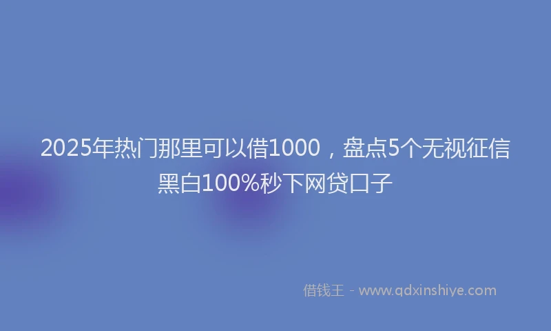 2025年热门那里可以借1000，盘点5个无视征信黑白100%秒下网贷口子