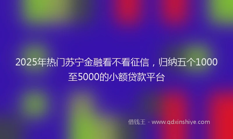 2025年热门苏宁金融看不看征信,归纳五个1000至5000的小额贷款平台