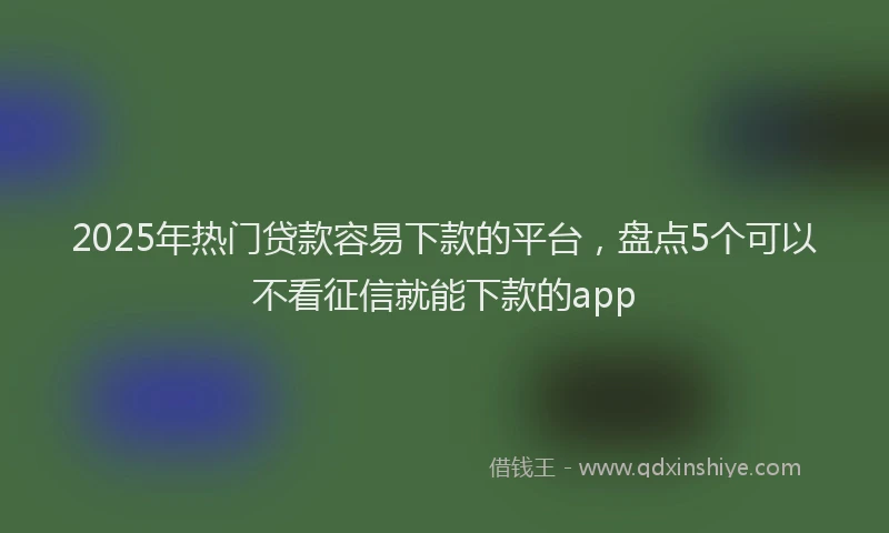 2025年热门贷款容易下款的平台,盘点5个可以不看征信就能下款的app